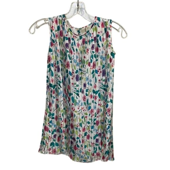 Zara Girls Floral Pleated Shift Dress Size 8 Sleeveless Easter White Pink - Picture 1 of 10